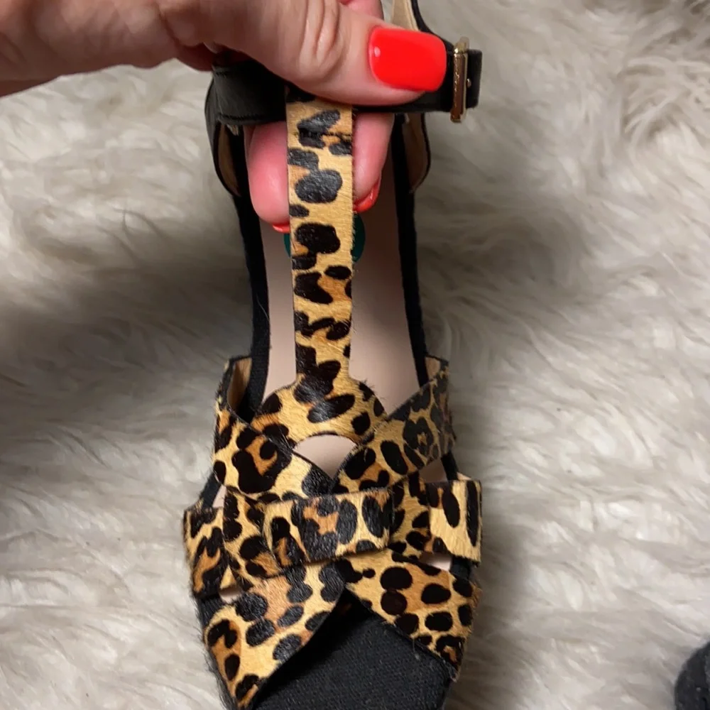 Nwt Kanna Suede Espadrille Platform Wedge animal Sandals
